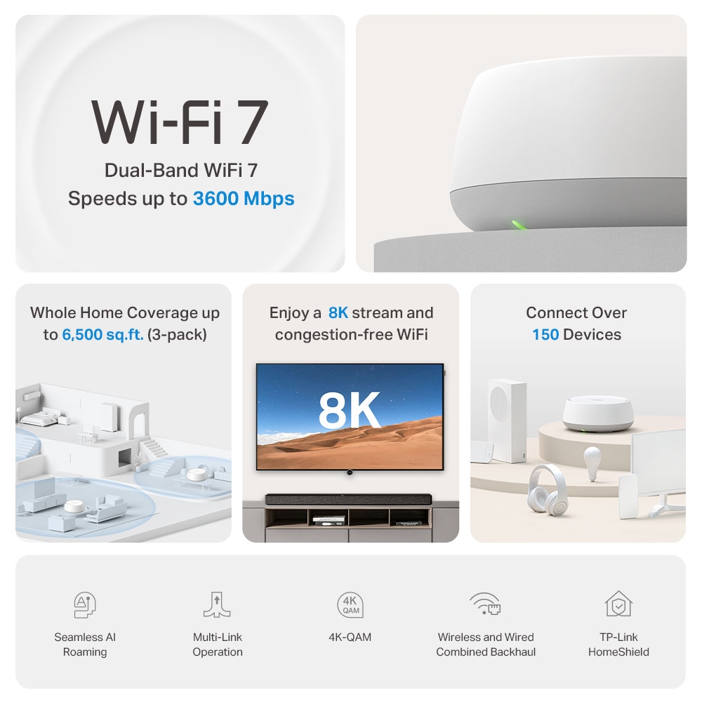 BE3600 Whole Home Mesh WiFi 7 System Tp-Link