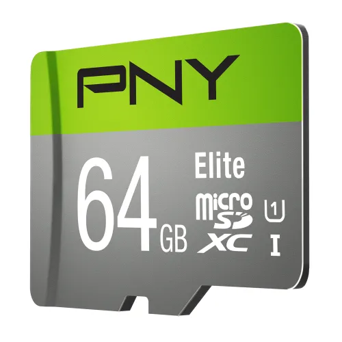 PNY Elite 64GB Class-10 UHS-I Micro SD Memory Card With SD Adapter-IOSBD