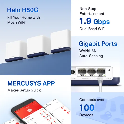 Mercusys Halo H50G AC1900 Dual Band Gigabit Mesh Router (3 Pack)