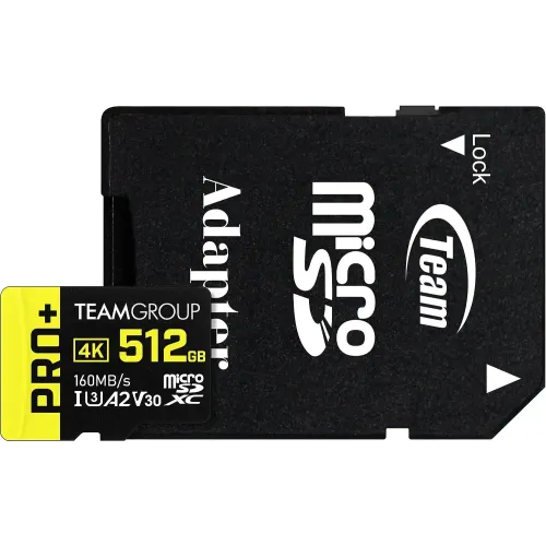 TEAM A2 PRO+ 512GB MicroSDXC UHS-I U3 V30 Memory Card with Adapter-IOSBD