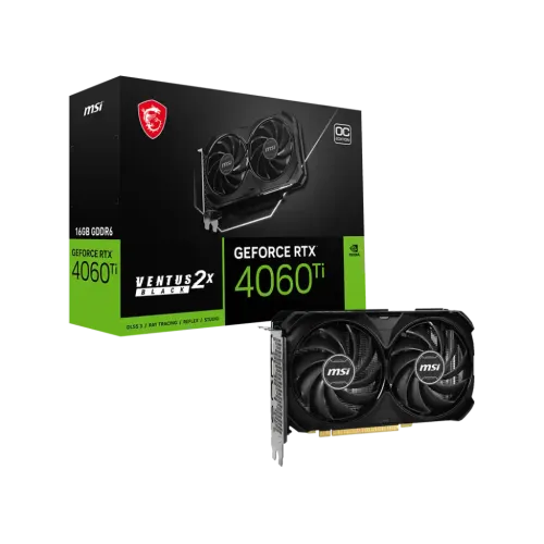 MSI GeForce RTX 4060 Ti VENTUS 2X BLACK 16GB OC GDDR6 Graphics Card